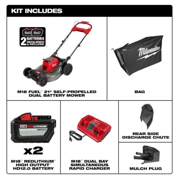 M18 FUEL 21" Self-Propelled Dual-Battery Lawn Mower Kit - Image 3