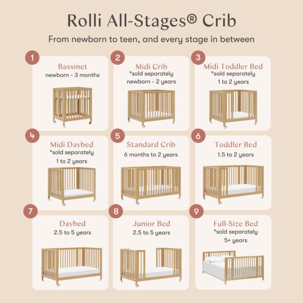 Xetch 9-in-1 Convertible Crib – Bassinet & Toddler Bed All-Stages Sleep Solution - Image 23