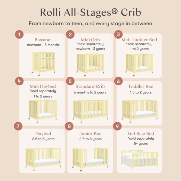Xetch 9-in-1 Convertible Crib – Bassinet & Toddler Bed All-Stages Sleep Solution - Image 41