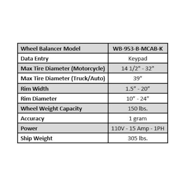 iDEAL WB-953-B-MCAB-K Motorcycle Wheel Balancer - Image 3