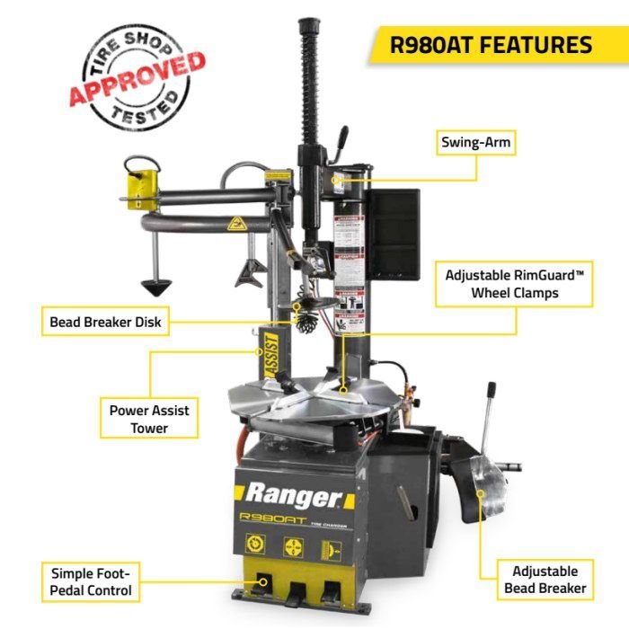 Ranger R980AT Swing-Arm Tire Changer & Single Tower Assist - Image 2