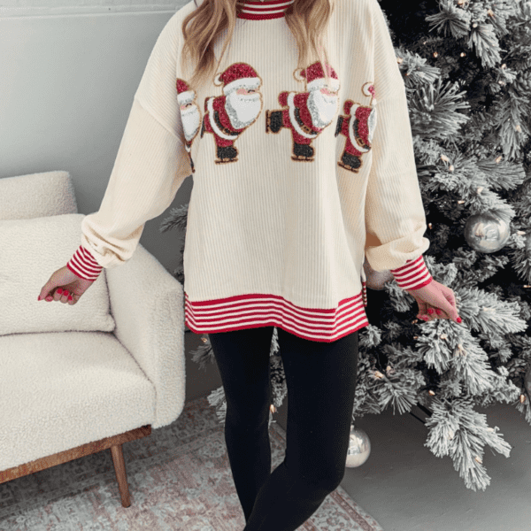 Grantblvd Santa Stripe Holiday Sweater Set – Festive Winter Wear