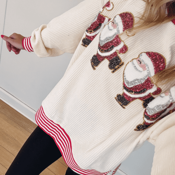 Grantblvd Santa Stripe Holiday Sweater Set – Festive Winter Wear - Image 2